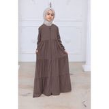 İhvan Online 3 Katlı Medine Ipeği Kız Çocuk Feracesi Rahat Kesim Çocuk Abaya - Vizon (Kdm) - 11 - 12 Yaş