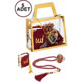 İhvan Online 5 Adet Çantalı Mevlüt Hediyelik - Zikirmatik Tesbih Mini Kuranı Kerim Seti - Kırmızı - 11X8 - 6 Yaş