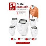 ihvan online 5 Adet Işıklı Parmak Zikirmatik Yüzük - LED Aydınlatmalı Dijital Sayaç 5li Ekonomik Set - Beyaz