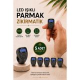 ihvan online 5 Adet Işıklı Parmak Zikirmatik Yüzük - LED Aydınlatmalı Dijital Sayaç 5li Ekonomik Set - Siyah