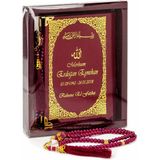 İhvan Online 50 Adet - Isim Baskılı Ciltli Yasin Kitabı - Çanta Boy - 128 Sayfa - Kutulu - Vavlı Inci Tesbih - Bordo Renk - Hediyelik Set - 12x16 cm - 1 Yaş