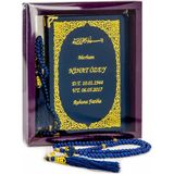 İhvan Online 50 Adet - Isim Baskılı Ciltli Yasin Kitabı - Çanta Boy - 128 Sayfa - Kutulu - Vavlı Inci Tesbih - Lacivert Renk - Hediyelik Set - 12x16 cm - 1 Yaş