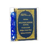 İhvan Online 50 ADET - İsim Baskılı Ciltli Yasin Kitabı - Çanta Boy - 128 Sayfa - Tesbihli - Şeffaf Kutulu - Lacivert Renk - Dini Hediyelik Set