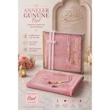 İhvan Online Anneler Günü Hediyesi Isimli Kadife Seccade Seti – Kutulu Inci Tesbihli - Pembe - 110 x 70 cm