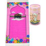 İhvan Online Arapça Namaza Ilk Adım Seccadesi - Kumbaralı Kızımın Çocuk Seccadesi - Pembe - 45 x 80 cm