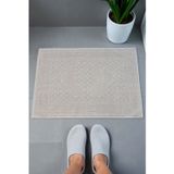 İhvan Online Ayak İzi Desenli 2li Ayak Havlusu - 50x70 cm - Su Emici Banyo Paspası Seti - Krem
