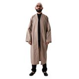 İhvan Online Bej Erkek Namaz Elbisesi V Yaka Düğmesiz Önü Açık Namaz Cübbesi Bej 3
