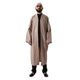 İhvan Online Bej Erkek Namaz Elbisesi V Yaka Düğmesiz Önü Açık Namaz Cübbesi Bej 4