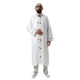 İhvan Online Beyaz Erkek Namaz Elbisesi Desen İşlemeli Hakim Yaka İmam Cübbesi Beyaz 3