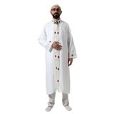 İhvan Online Beyaz Erkek Namaz Elbisesi Desen İşlemeli Hakim Yaka İmam Cübbesi Beyaz 4
