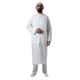 İhvan Online Beyaz Erkek Namaz Elbisesi V Yaka Düğmesiz Önü Açık Namaz Cübbesi Beyaz 2