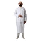 İhvan Online Beyaz Erkek Namaz Elbisesi V Yaka Düğmesiz Önü Açık Namaz Cübbesi Beyaz 3