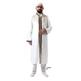 İhvan Online Beyaz Hakim Yaka Erkek Namaz Elbisesi Bordo Şerit Nakış İşlemeli İmam Cübbesi Beyaz 2