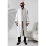 ihvan online Bordo Desen İşlemeli Krem Hakim Yaka Çıt Çıtlı, Cepli İmam Cübbesi
