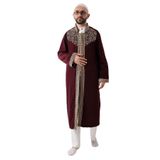 İhvan Online Bordo Hakim Yaka Erkek Namaz Elbisesi Şerit Nakış İşlemeli İmam Cübbesi Bordo 2