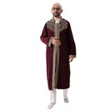 İhvan Online Bordo Hakim Yaka Erkek Namaz Elbisesi Şerit Nakış İşlemeli İmam Cübbesi Bordo 4