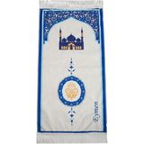 İhvan Online Cami Desenli Isimli Çocuk Seccadesi - Isme Özel Nakışlı - Mavi - 45 x 80 cm