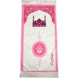 İhvan Online Cami Desenli Isimli Çocuk Seccadesi - Isme Özel Nakışlı - Pembe - 45 x 80 cm
