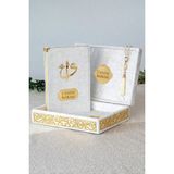 İhvan Online Canım Babam - Babalar Günü Hediyesi - Elif Vav Pleksi Süslemeli Hediyelik Kadife Kaplı Kutulu Kuranı Kerim - Beyaz