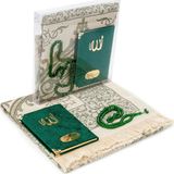 İhvan Online Çanta Boy Kadife Yasin Kitabı - Seccade - Tesbih ve Şeffaf Kutulu Mevlid Hediyeliği - Yeşil