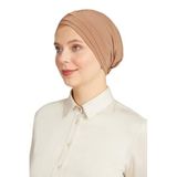 İhvan Online Çapraz 3 Bantlı Çift Taraflı Tesettür Bone Açık Kahve