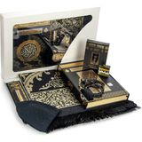 İhvan Online Çeyizlik Seccade Seti Kabe Desenli Kuranı Kerim Dini Hediyelik Bohça Seti - 70 x 110 cm - Siyah
