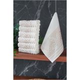 ihvan online Çınar Jakarlı 6’lı Kadife Pamuklu El ve Yüz Havlu Seti 30x50 cm - 00434- Gold