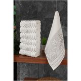ihvan online Çınar Jakarlı 6’lı Kadife Pamuklu El ve Yüz Havlu Seti 30x50 cm - 00434 - Gümüş