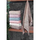 İhvan Online Çınar Jakarlı 6’lı Kadife Pamuklu El ve Yüz Havlu Seti 50X90 cm - 04557 - Karışık Renkli
