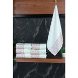 İhvan Online Dantelli Güpürlü Lüks %100 Pamuk Çeyizlik 6 lı El Yüz Havlu Seti 40X70 - Pembe - 4400
