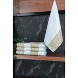 İhvan Online Dantelli Güpürlü Lüks %100 Pamuk Çeyizlik 6 Lı El Yüz Havlu Seti 40X70 - Sarı - 4400 - 40 x 70 cm