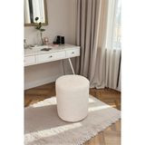 İhvan Online Dekoratif Silindir Puf – Ahşap Iskeletli, Oturma ve Yatak Odası Pufu - Krem - (40X36 Cm) - 40X34