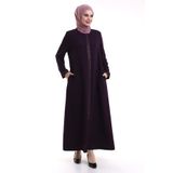 İhvan online Derin Store Fermuar Kol Taşlı Ferace 23302-23 Mor Mor 58