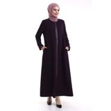 İhvan online Derin Store Fermuar Kol Taşlı Ferace 23302-23 Mor Mor 60