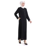 İhvan online Derin Store Fermuar Kol Taşlı Ferace 23302-23 Siyah Siyah 46