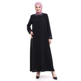 İhvan online Derin Store Yaka ve Kol Taşlı Tesettür Ferace 23300-23 Siyah Siyah 54