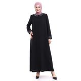 İhvan online Derin Store Yaka ve Kol Taşlı Tesettür Ferace 23300-23 Siyah Siyah 56