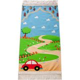 İhvan Online Dijital Baskılı Çocuk Seccadesi Arabalı - Açık Mavi - 45 x 80 cm