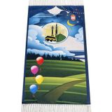 İhvan Online Dijital Baskılı Çocuk Seccadesi - Balonlu Kabeli - 44 X 78 cm