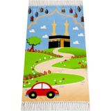 İhvan Online Dijital Baskılı Çocuk Seccadesi - Kabeli Arabalı - 44 X 78 cm