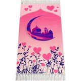 İhvan Online Dijital Baskılı Çocuk Seccadesi - Pembe Camili - 44 x 78 cm - 44 x 75 cm - Fuşya