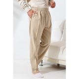 İhvan Online Erkek Bej Rahat Kesim Beli Lastikli Keten Hac ve Umre Şalvar Pantolon - 0 - 4XL