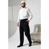 ihvan online Erkek Beli Lastikli Cepli Kışlık Yün Efektli Kumaş Şalvar Pantolon - Siyah (İSR)