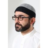 ihvan online Erkek İki Renkli Keçe Yün Derviş Takke - Gri Siyah