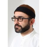 İhvan Online Erkek Iki Renkli Keçe Yün Derviş Takke - Kahverengi Siyah - Kahverengi - Siyah - Standart