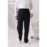 İhvan Online Erkek Siyah Rahat Kesim Beli Lastikli Keten Hac ve Umre Şalvar Pantolon - 2XL - Klasik