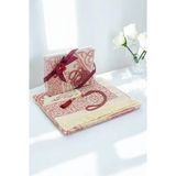 İhvan Online Gelin Damat Bohçasına Uygun Hediyelik Kutulu Inci Tesbihli Çeyizlik Seccade Seti Kırmızı - 70 x 110 cm