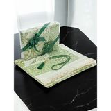 İhvan Online Gelin Damat Bohçasına Uygun Hediyelik Kutulu Inci Tesbihli Çeyizlik Seccade Seti Yeşil - 70 x 110 cm