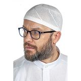 İhvan Online Gold Lüks Dantel Örme Namaz Takkesi Beyaz 1 Adet