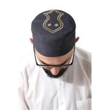 İhvan Online Gri Kapitone Nalı Şerif Nakışlı Kalıp Namaz Takkesi Gri 60